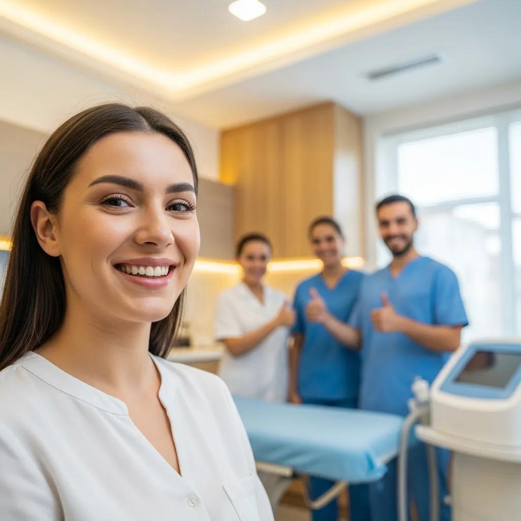 A relieved, satisfied patient after laser treatment